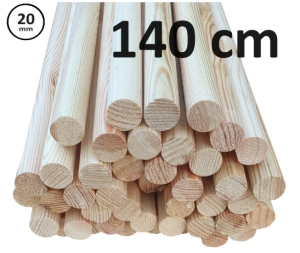 Wałek drążek kij drewniany fi 20 - 140 cm