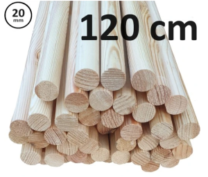 Wałek drążek kij drewniany fi 20 - 120 cm