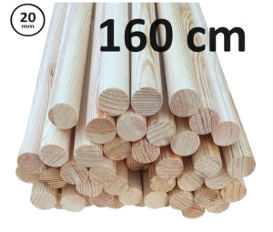 Wałek drążek kij drewniany fi 20 - 160 cm 