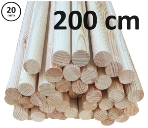 Wałek drążek kij drewniany fi 20 - 200 cm